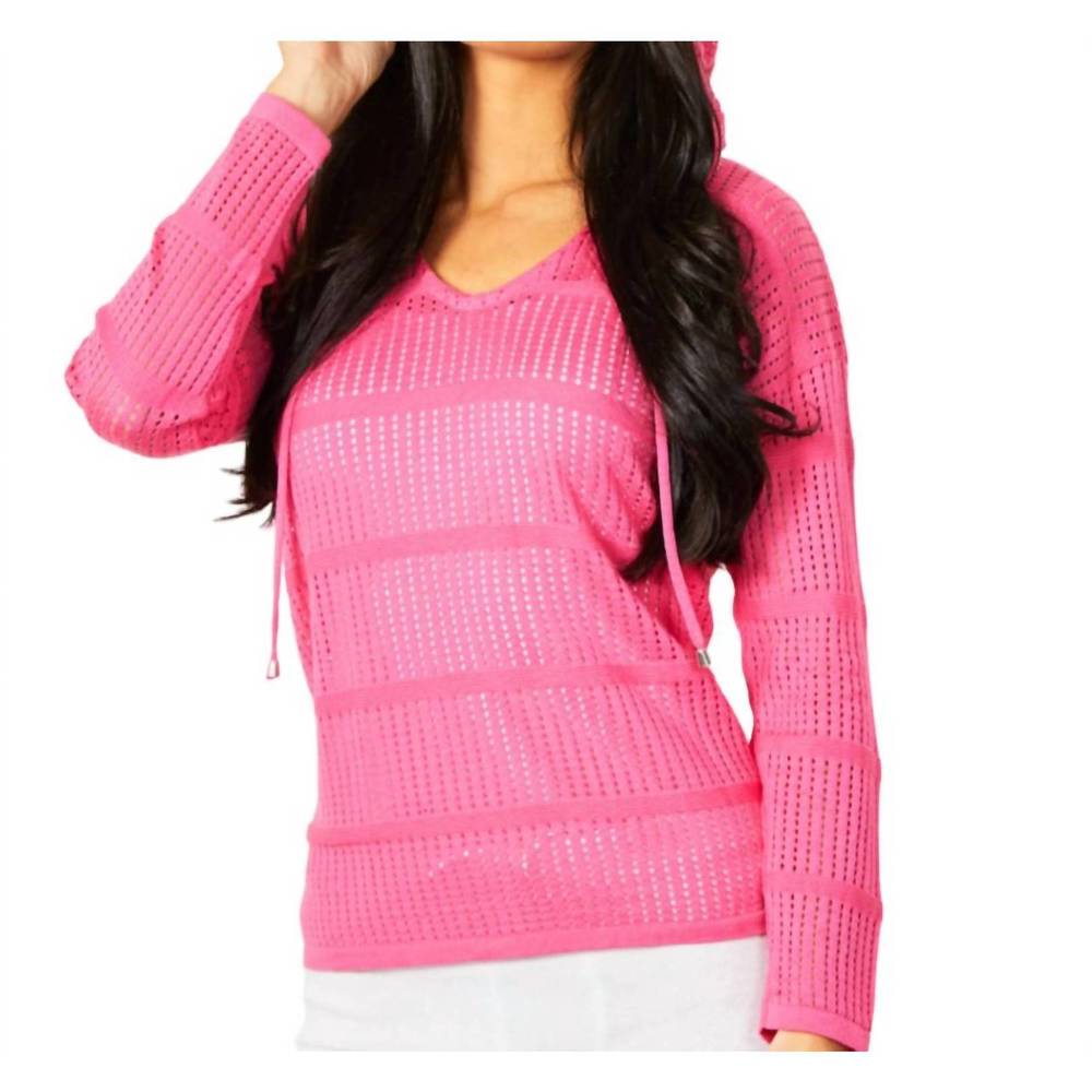 NEW ANGEL APPAREL crochet v-neck hoodie in petal